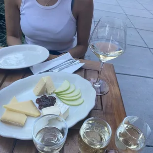 Wine flight and cheese plate