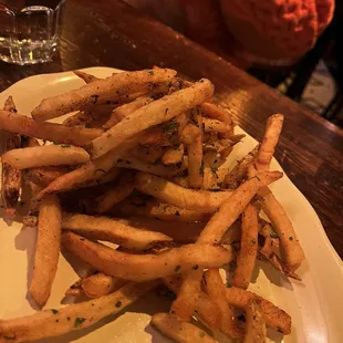 Fries, great seasoning