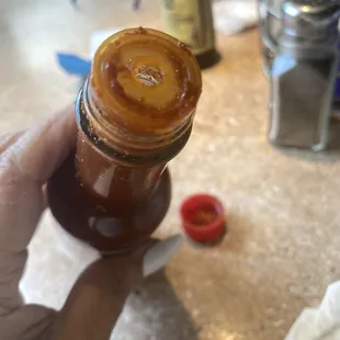 Dirty sauce bottle