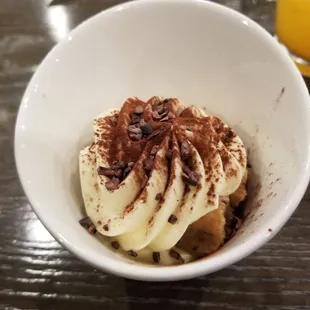 a bowl of chocolate and cream