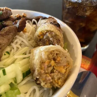 Close up of egg rolls