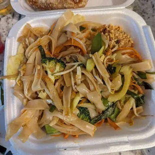 Veggie Pad Thai to go.  Looks good.  It just wasn't the Pad Thai I was used to and like from elsewhere. L Different flavor and noodles