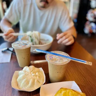Pork combo bao and patè chaud. Vietnamese iced coffee and pho!