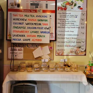 Other offerings, large selection of beverages along with some nice hot Pho Noodle options