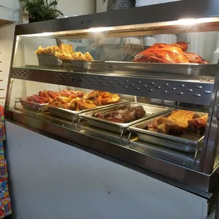 a display of food items