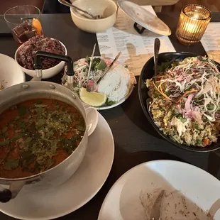 Crabby fried rice, chicken curry