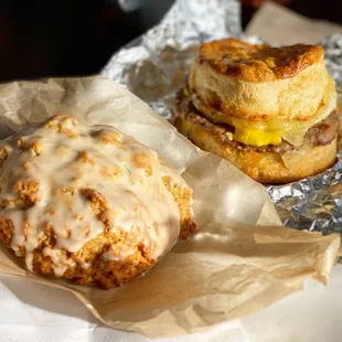 Maple Walnut Scone &amp; Sausage McVinal Biscuit Sandwich