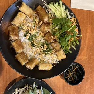 K2 Vermicelli Bowl with pork egg roll