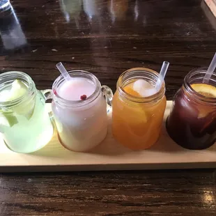 Sangria Flight. Apple piña colada orange and traditional