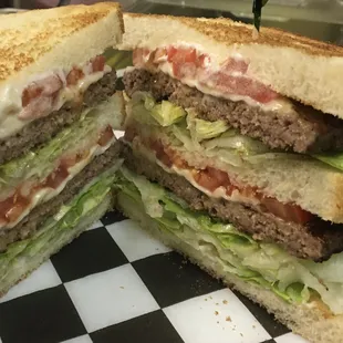 The cheeseburger "Triple Decker" club sandwich