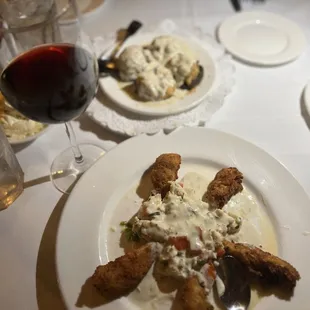 Stuffed mushrooms, artichoke appetizer