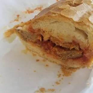 Meatball sub! So delicious and they cut the meatballs in half to make for easier eating