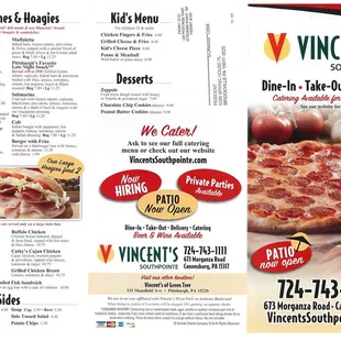 Vincent's Menu