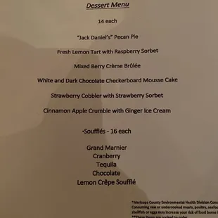 menu