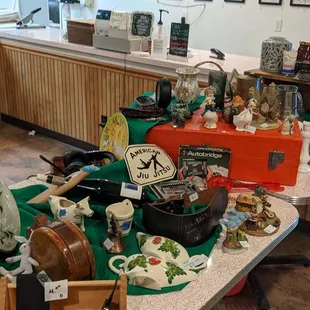 a table full of items