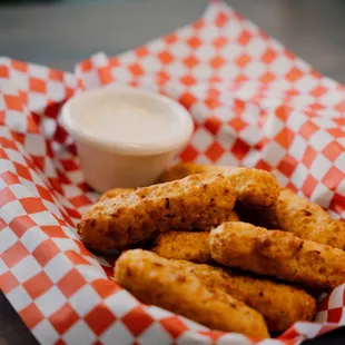 a basket of chicken nuggies