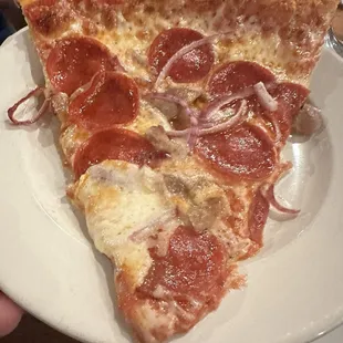 Slice pepperoni, sausage, &amp; onion