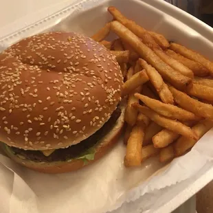 Burger and fries combo