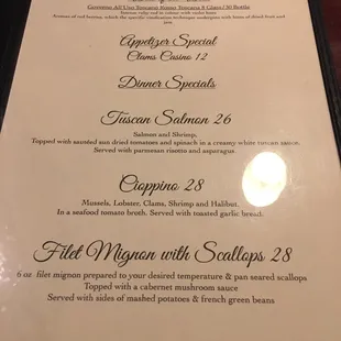 menu