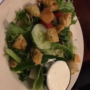 House salad with blue cheese dressing