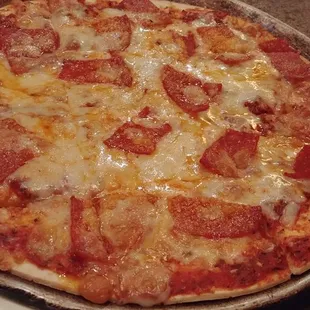 Pepperoni STL Pizza - STL Pizzaish only because of the provel cheese but crust was soft and limp instead of crispy like a cracker.