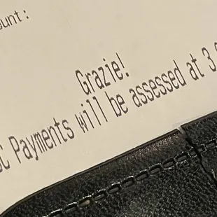 Unexpected fee for using a credit card.