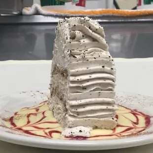 a piece of cake on a plate