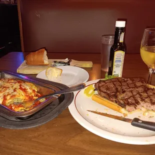 Ribeye steak and baked cannelloni!