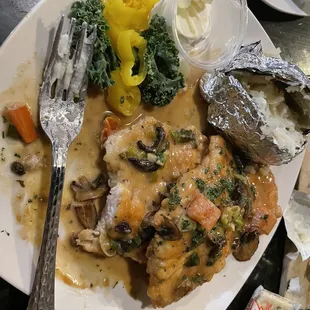 Chick Dinner Chicken Marsala so good, huge portion, and priced right.
