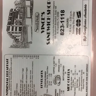 the menu