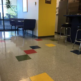 a brightly colored floor
