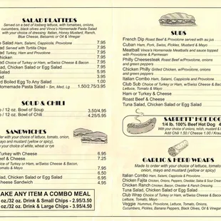 a menu for a sandwich shop