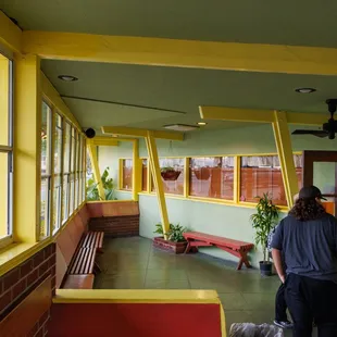 Covered outdoor waiting area.