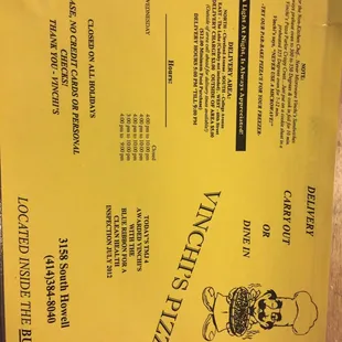 menu