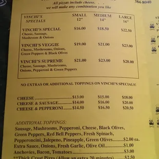 menu