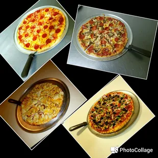 four different types of pizza