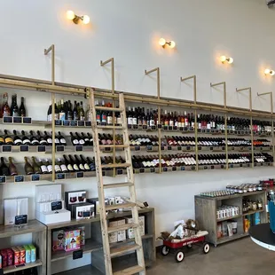 a wine shop with shelves of wine