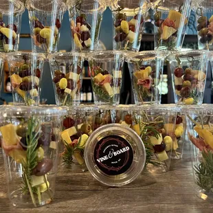 rows of shot glasses