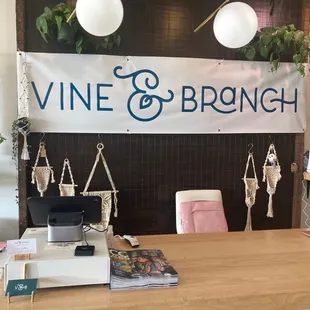 the front desk of a wine and branch