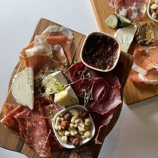 a variety of meats and cheeses