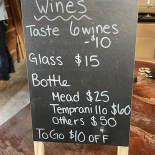 Wine menu