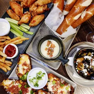 a variety of appetizers and dips