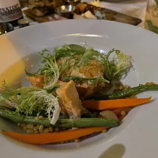 Lemon Verbena Poached Canadian Salmon