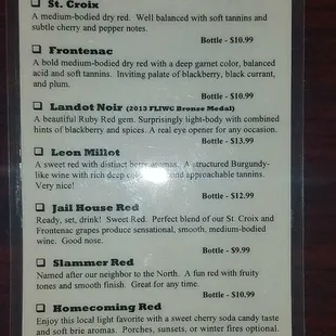 Wine list
