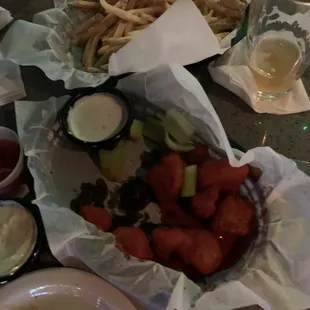 Buffalo cauliflower bites and fries