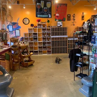the inside of a wine shop