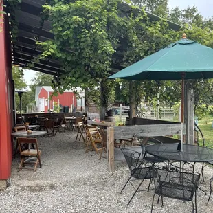 tables and umbrellas
