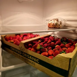 Organic strawberries aka my future sandwich and toast spread.