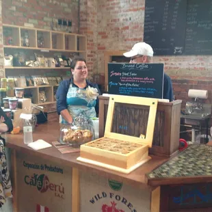 Coffee shop in back of winery.  They have an ok selection of tea as well.  Just opened end of March