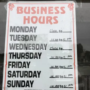 These are there hours as of 5/3/18 - don't pay attention to the hours on yelp